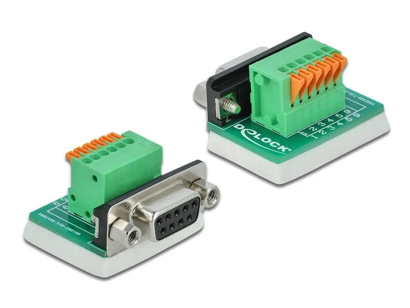 Delock Adapter Terminalblock RS232 DB9 Buchse vertikal 0 m Delock Adapter Terminalblock RS232 DB9 Buchse vertikal 0 m
