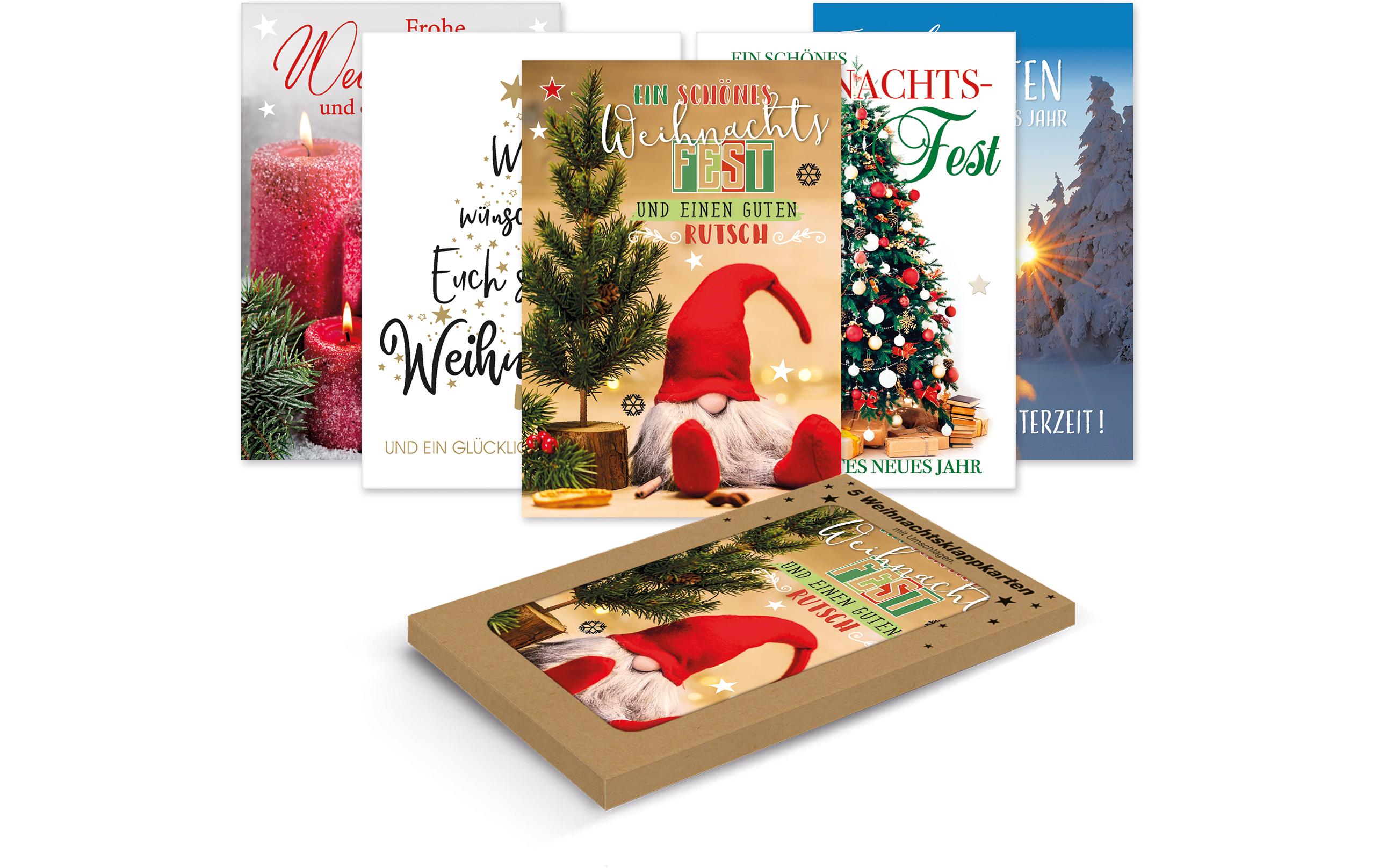 Braun + Company Weihnachtskarten-Set, 5 Stück, Weihnachten