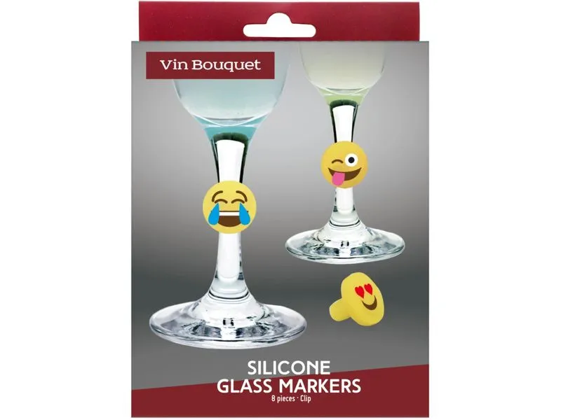 Vin Bouquet Glasmarkierer Emoji 8 Stück, Mehrfarbig Vin Bouquet Glasmarkierer Emoji 8 Stück, Mehrfarbig
