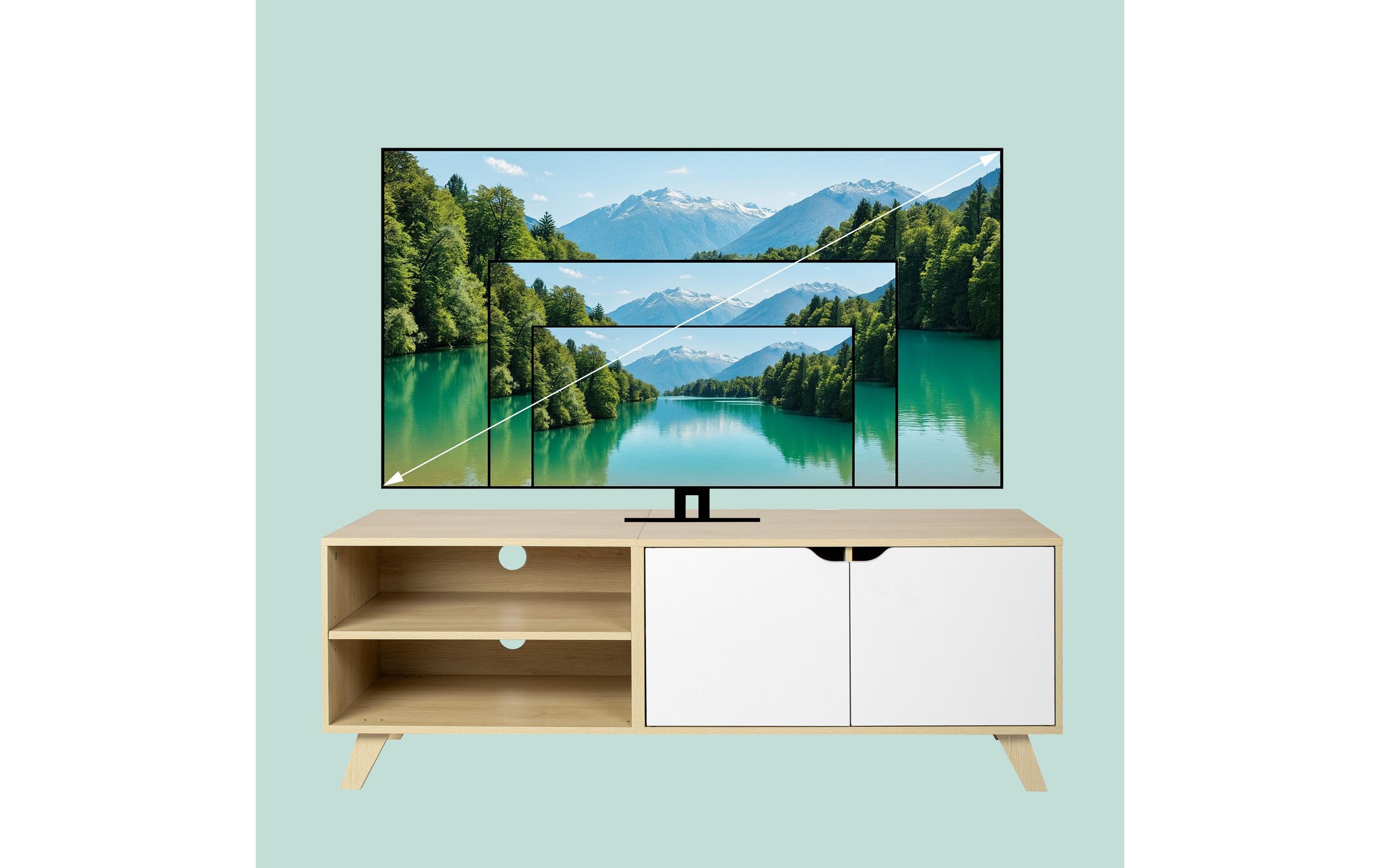 relaxdays TV-Möbel Vintage Style 140 cm, Hellbraun 60 Zoll