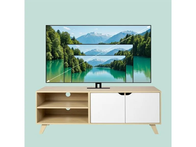 relaxdays TV-Möbel Vintage Style 140 cm, Hellbraun 60 Zoll