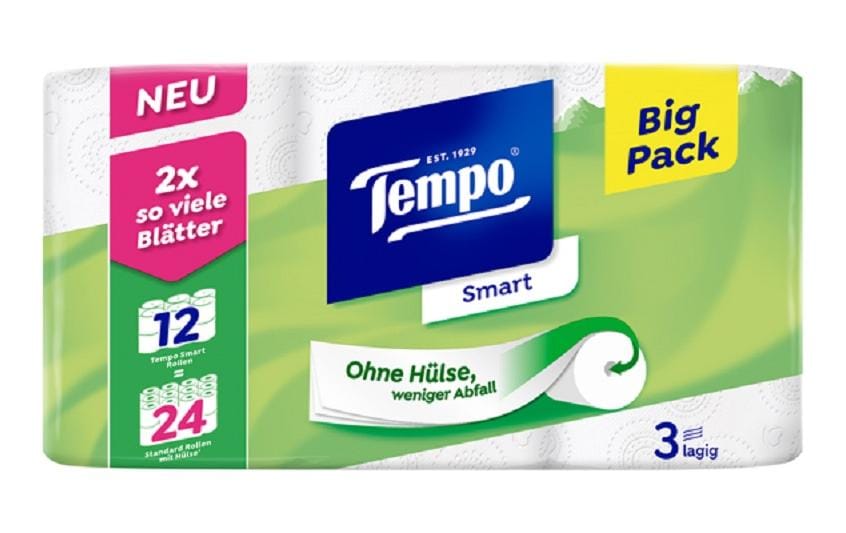Tempo Toilettenpapier Smart 12 Rollen, 3-lagig, Weiss Tempo Toilettenpapier Smart 12 Rollen, 3-lagig, Weiss