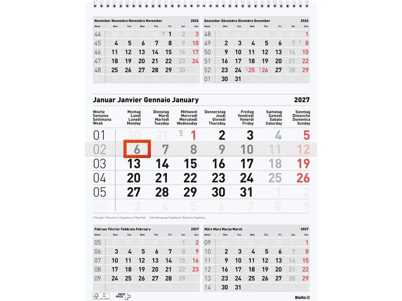 Biella 5-Monats-Kalender Papier 31 x 40 cm mehrfarbig matt Biella 5-Monats-Kalender Papier 31 x 40 cm mehrfarbig matt
