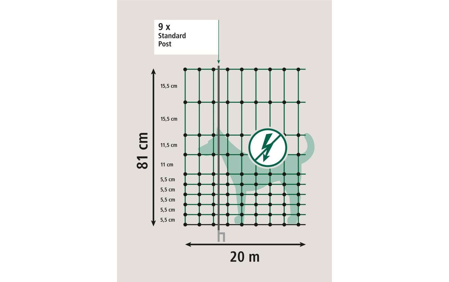 Kerbl Mobiler Hundezaun mit Einzelspitze 20 m, Grün