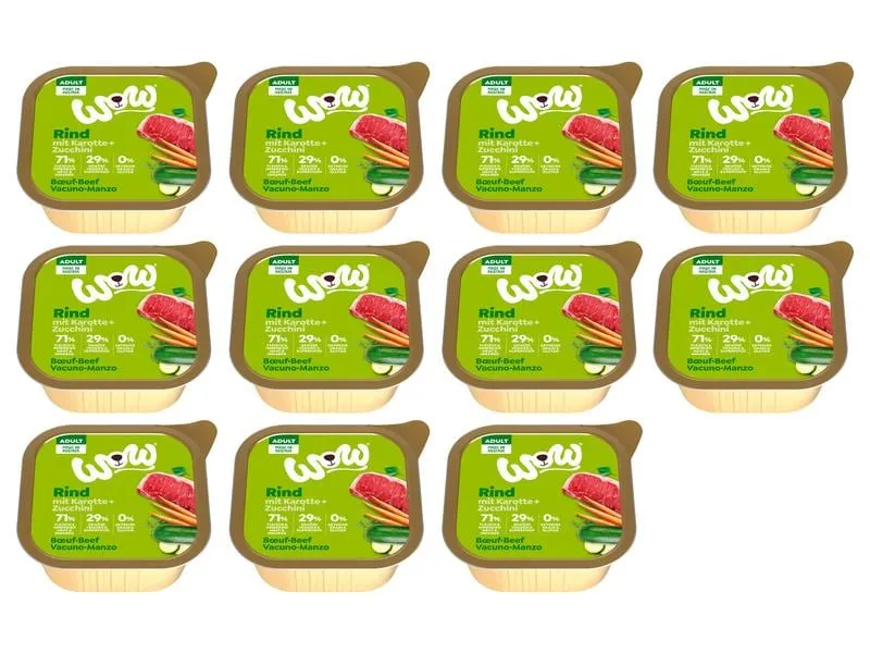 WOW Nassfutter Adult Rind Schale, 11 x 150 g