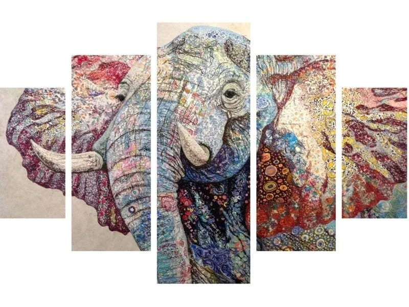 Wallxpert Bild Elefant 5-teilig, 92 x 56 cm Wallxpert Bild Elefant 5-teilig, 92 x 56 cm