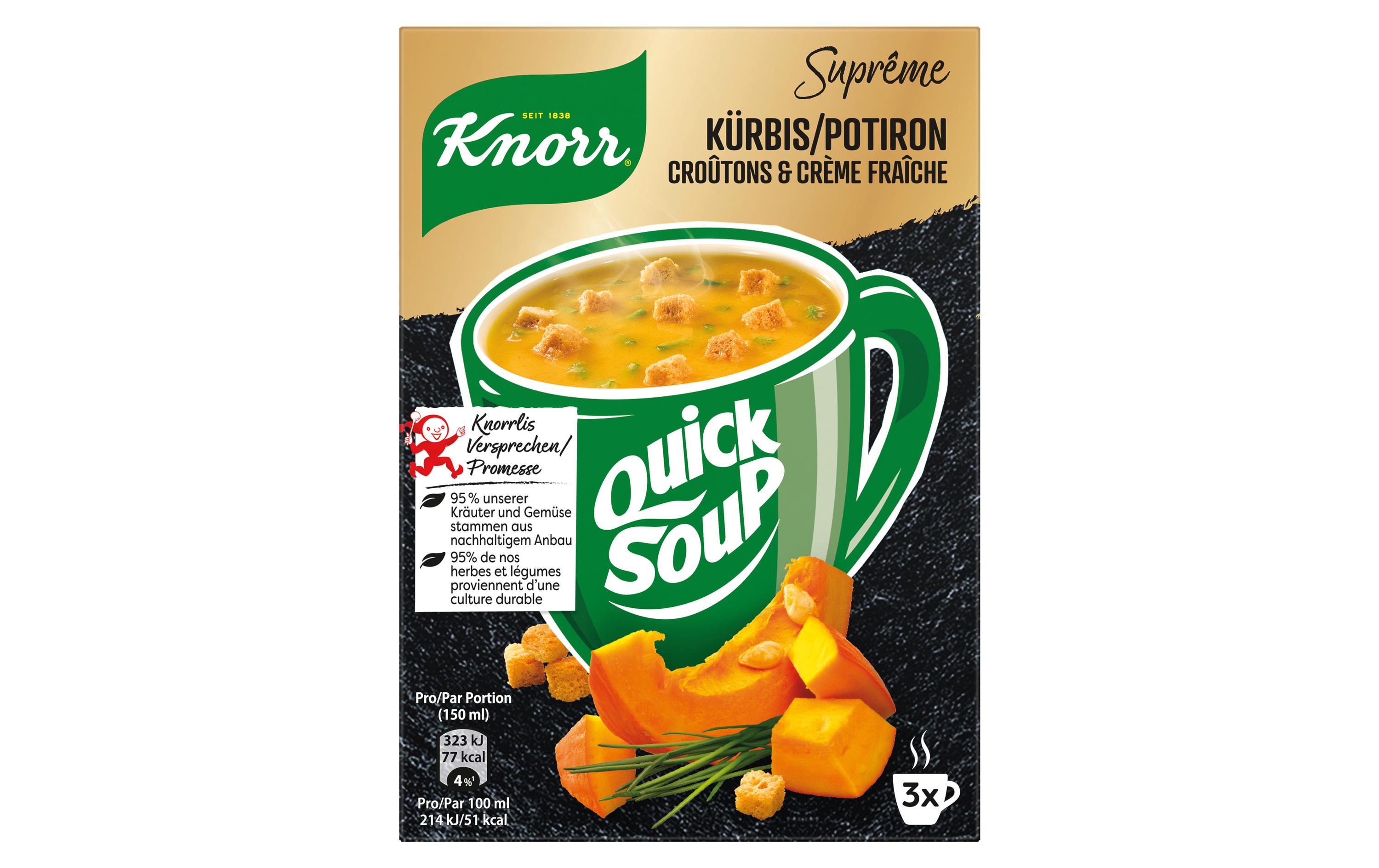 Knorr Quick Soup Kürbis, Croûtons und Crème Fraiche 3 Portionen