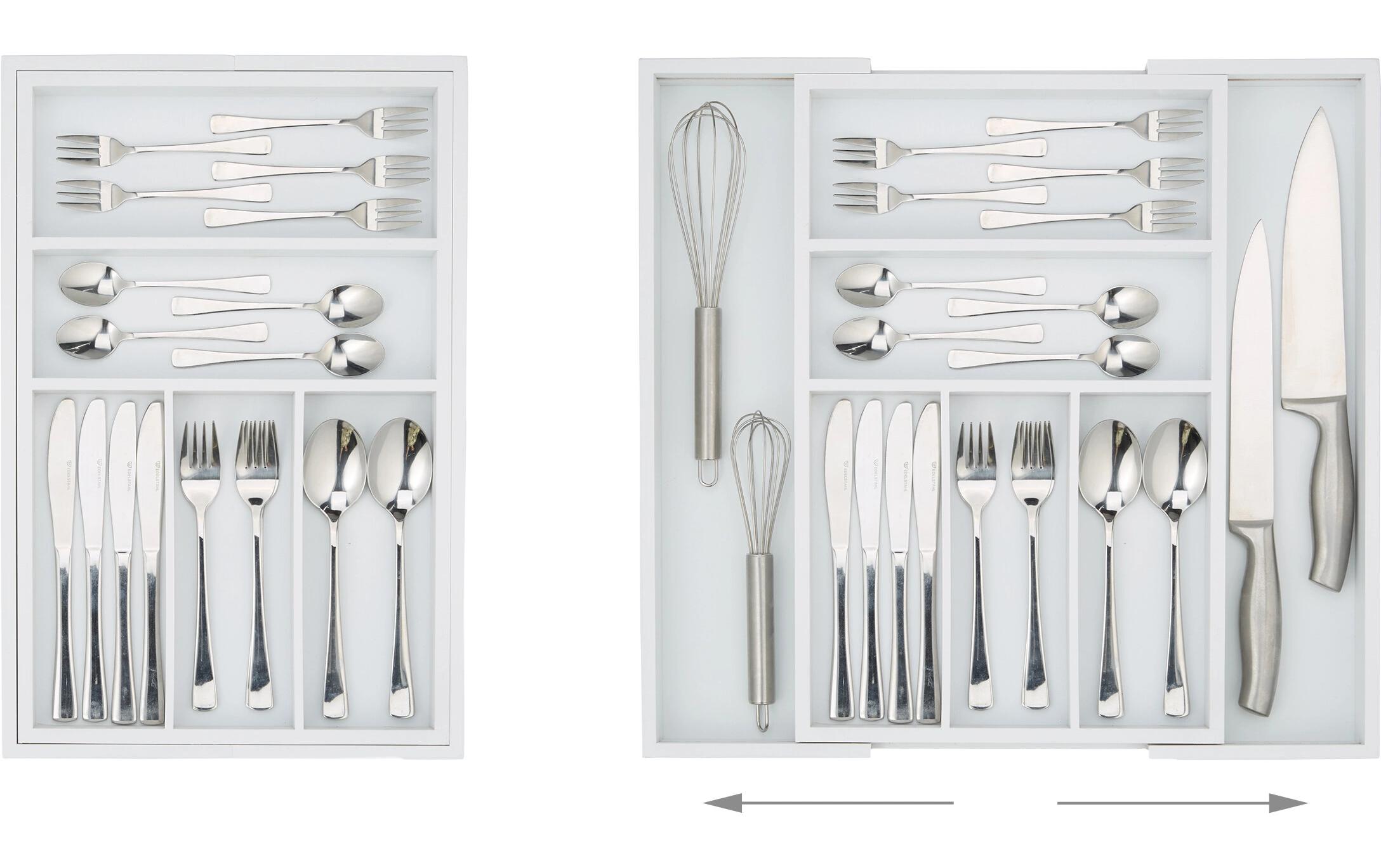 relaxdays Besteckkasten ausziehbar Weiss