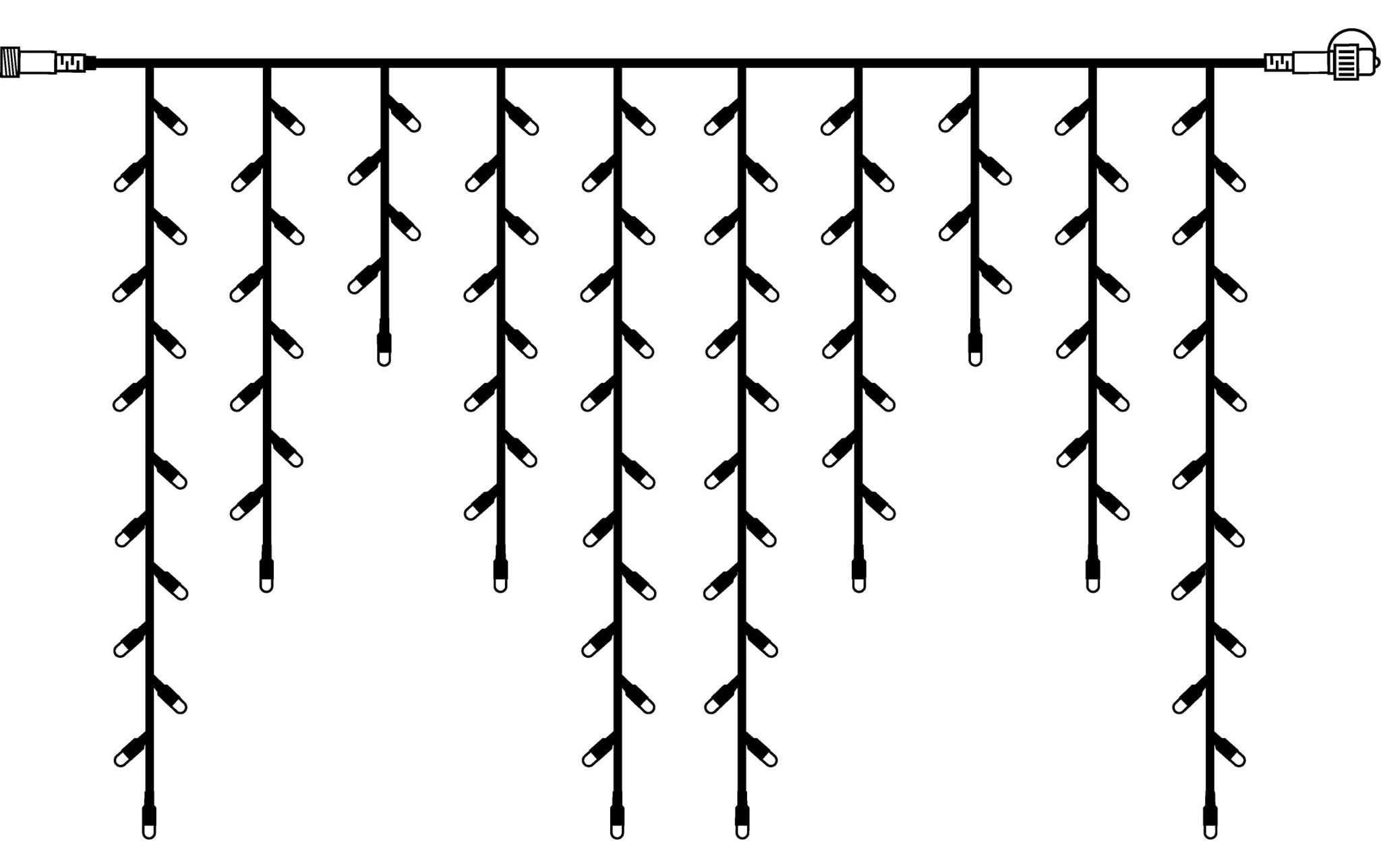 Star Trading System LED Extra Icicle, Schwarz / Warmweiss, 200 x 100 cm