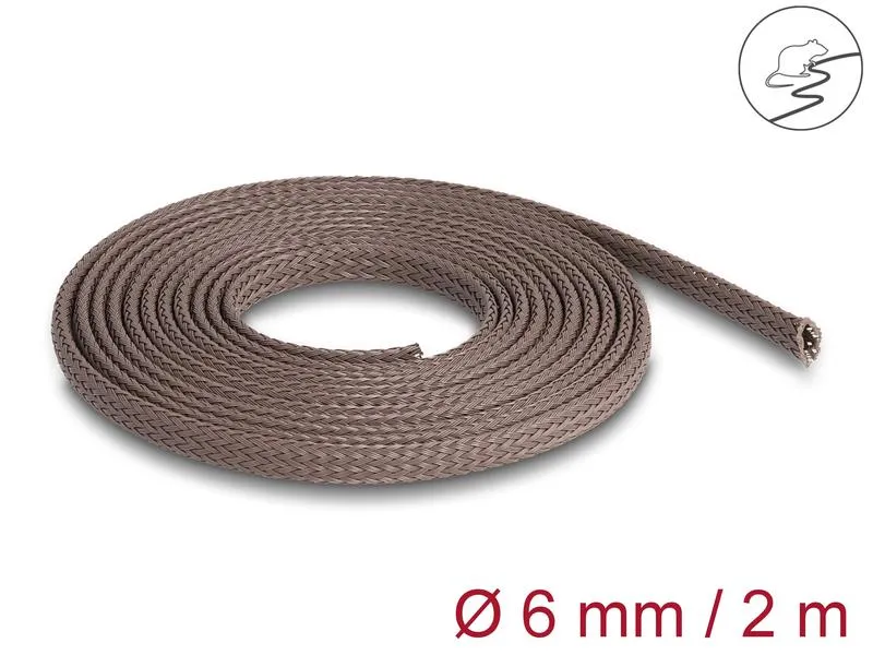 Delock Geflechtschlauch nagerfest, 2 m x 6 mm Braun Delock Geflechtschlauch nagerfest, 2 m x 6 mm Braun