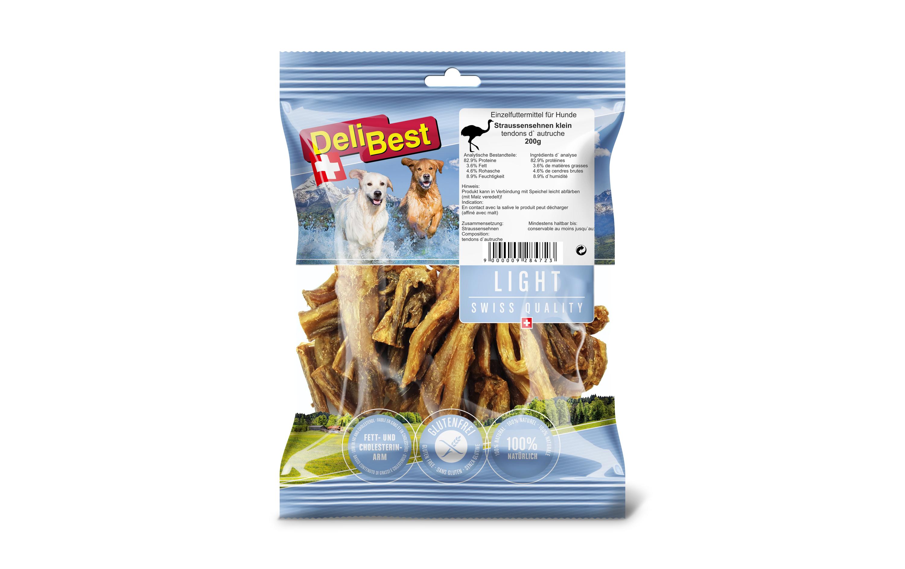 DeliBest Kausnack Light Straussen Sehnen klein, 200 g DeliBest Kausnack Light Straussen Sehnen klein, 200 g