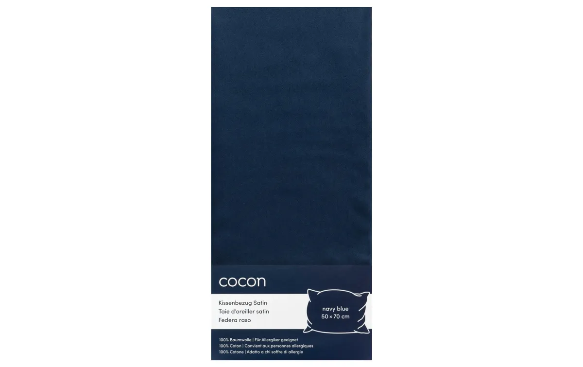 COCON Kopfkissenbezug Satin 50 x 70 cm, Marineblau, 2 Stück COCON Kopfkissenbezug Satin 50 x 70 cm, Marineblau, 2 Stück