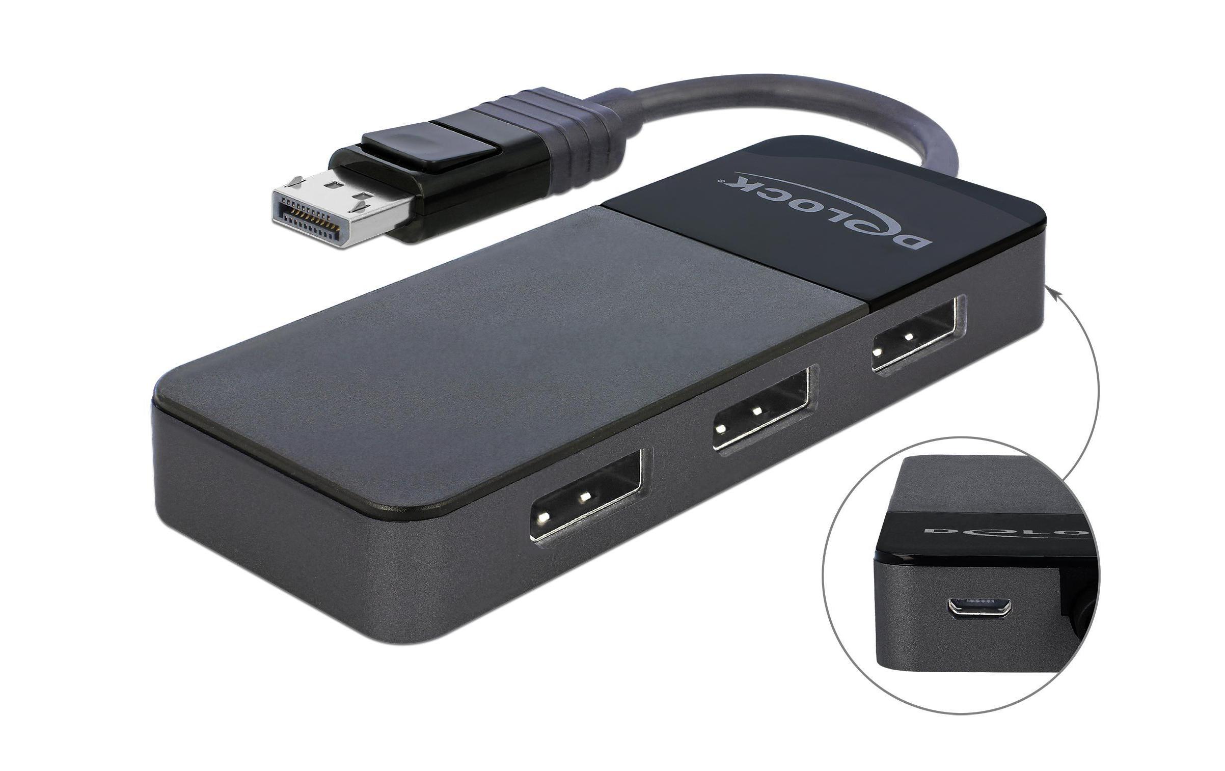 Delock 3-Port Signalsplitter Displayport, 4K/60Hz unterstützt MST Delock 3-Port Signalsplitter Displayport, 4K/60Hz unterstützt MST