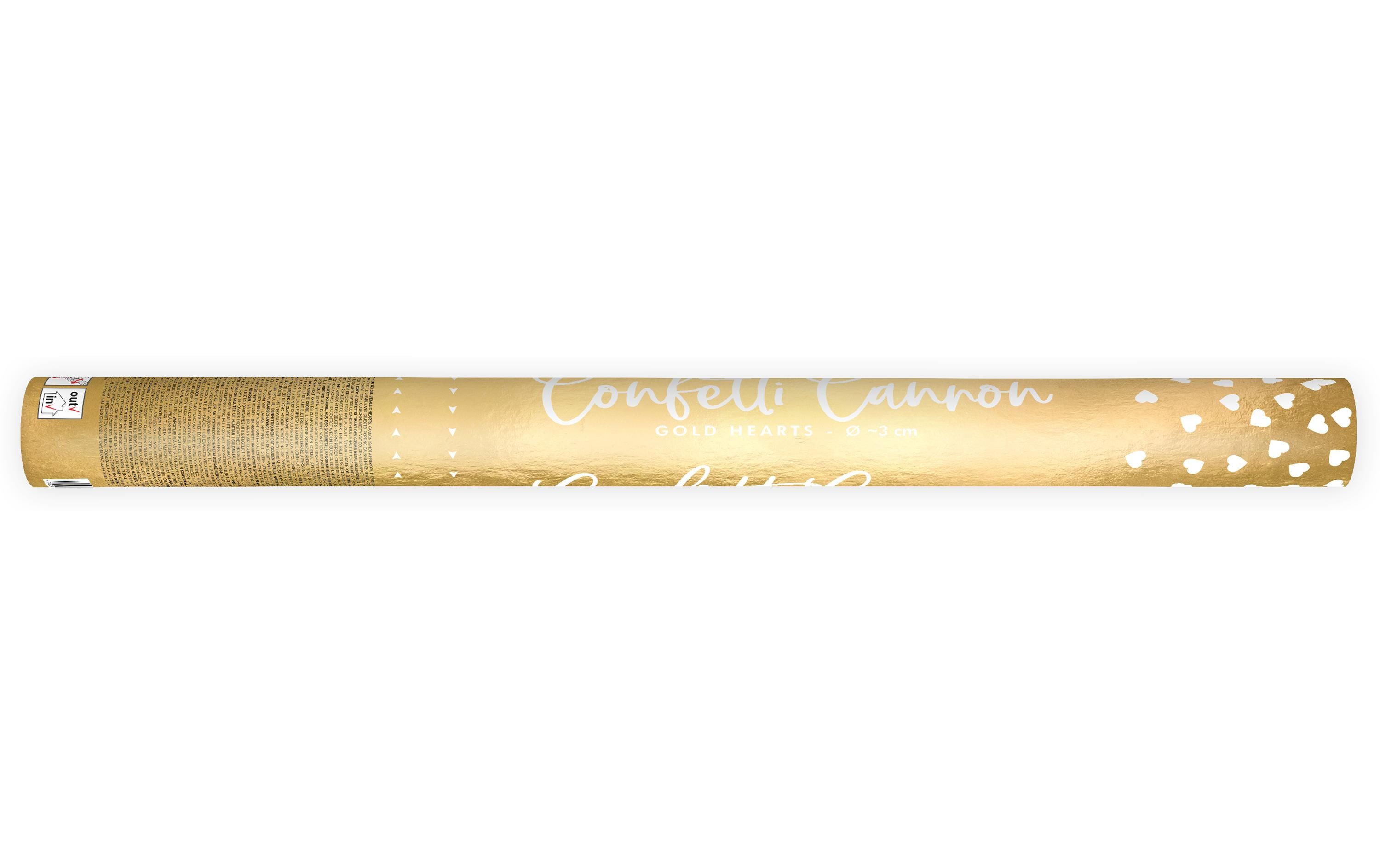 Partydeco Streudeko Konfettikanone Herzen Gold, 60 cm