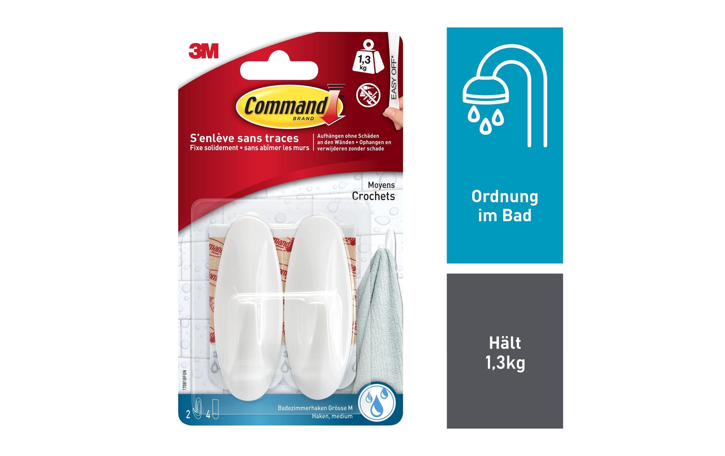 Command Haken Command M Weiss, 1.4 kg, 2 Stück Command Haken Command M Weiss, 1.4 kg, 2 Stück