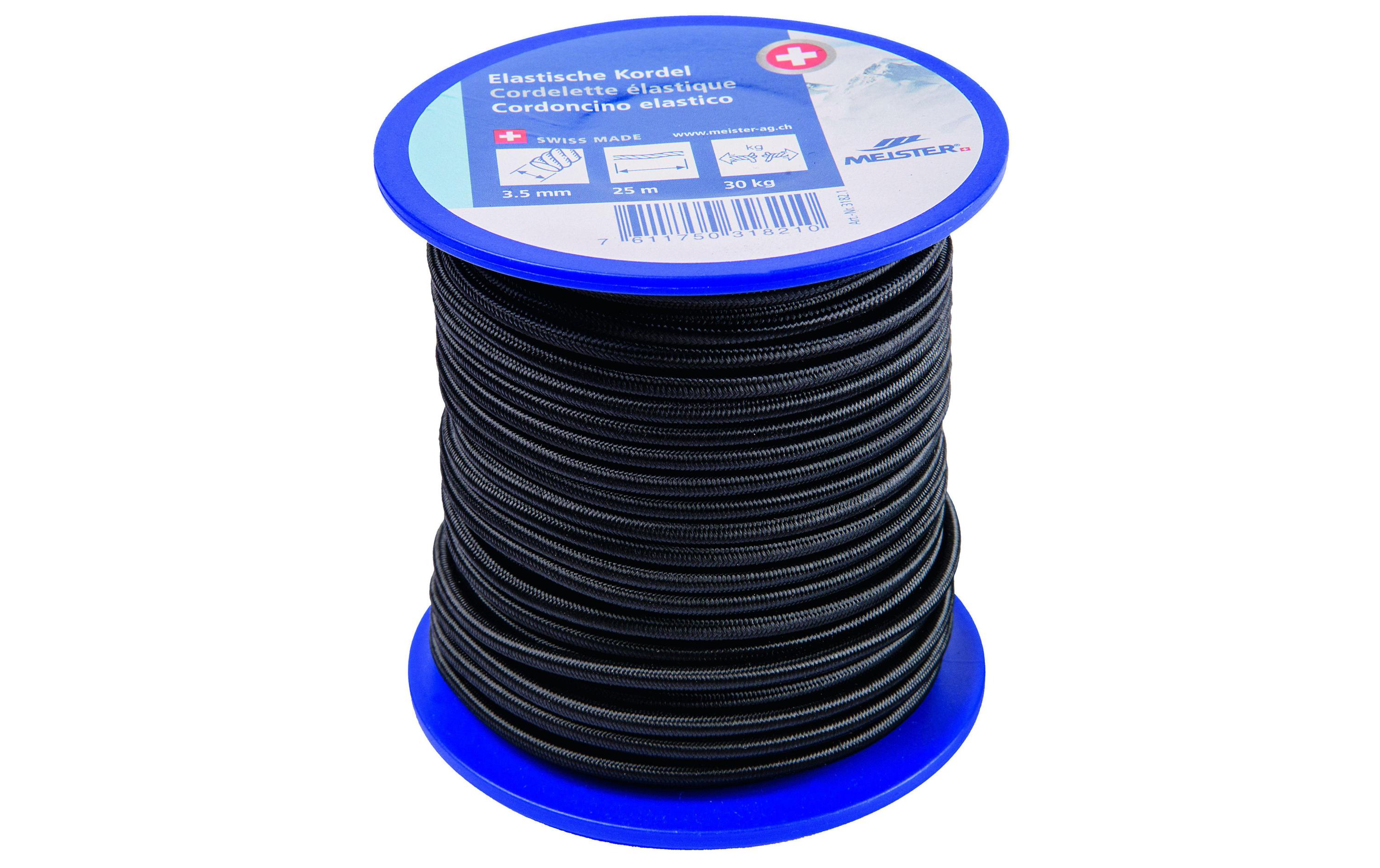 Meister Gummi-Spannseil Ø 3,5 mm, 25 m, 30 kg, Schwarz Meister Gummi-Spannseil Ø 3,5 mm, 25 m, 30 kg, Schwarz