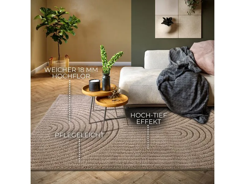 Elle Decoration Teppich Panglao 160 cm x 235 cm, Taupe