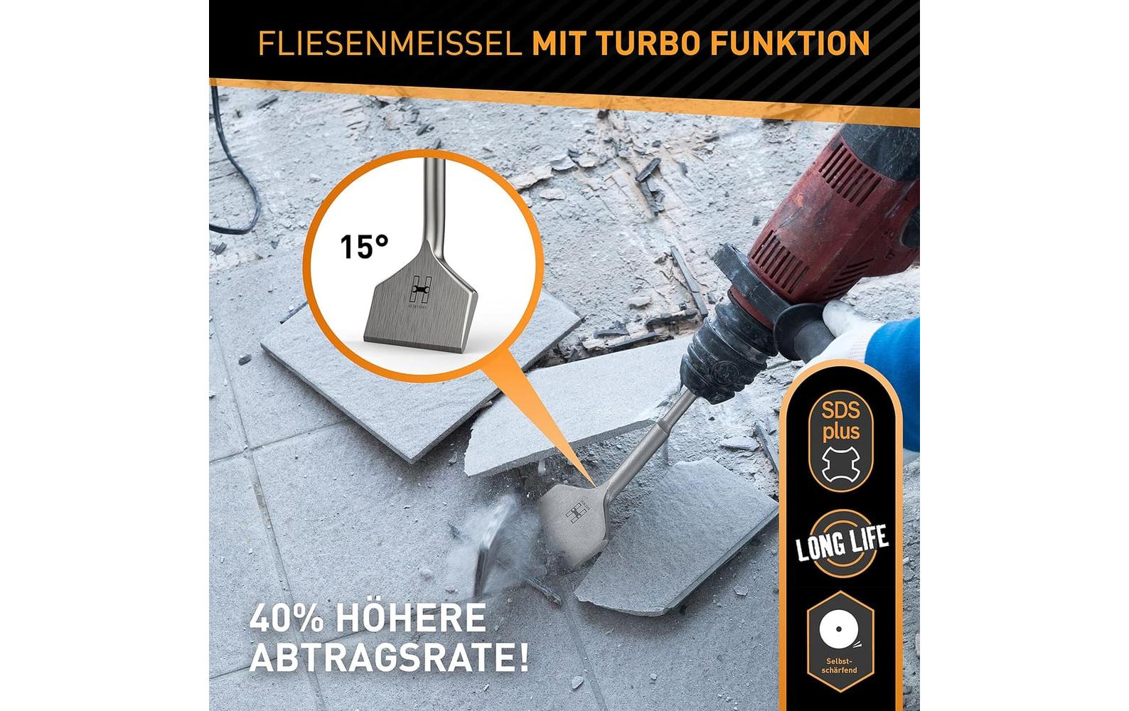 Hardtwerk Turbo Fliesenmeissel für Bohrhammer 165 x 75 mm