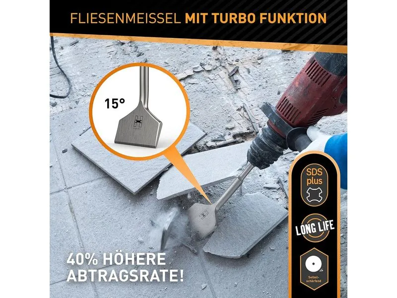 Hardtwerk Turbo Fliesenmeissel für Bohrhammer 165 x 75 mm