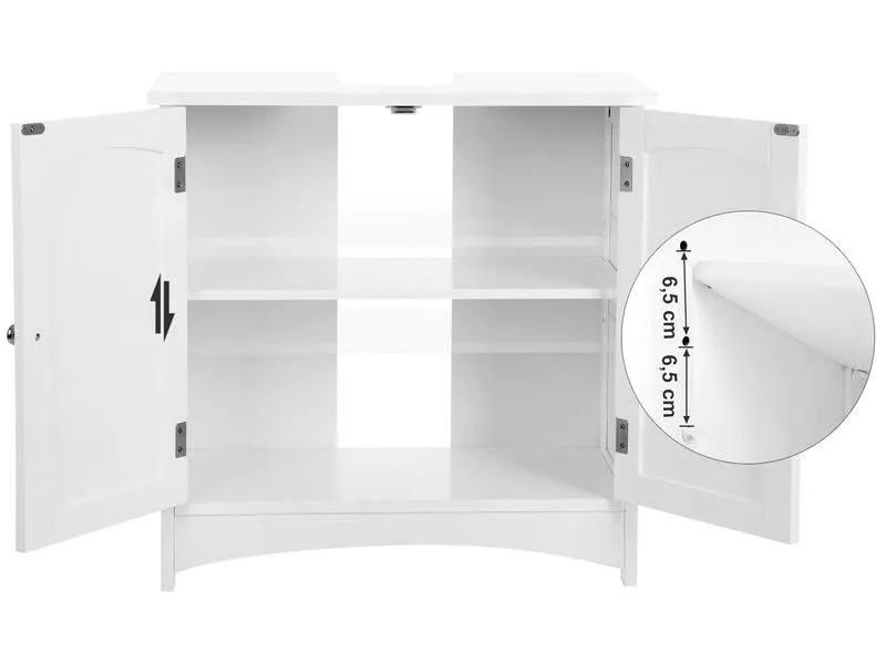VASAGLE Waschbeckenunterschrank mit Doppeltür 60 x 60 cm, Weiss VASAGLE Waschbeckenunterschrank mit Doppeltür 60 x 60 cm, Weiss