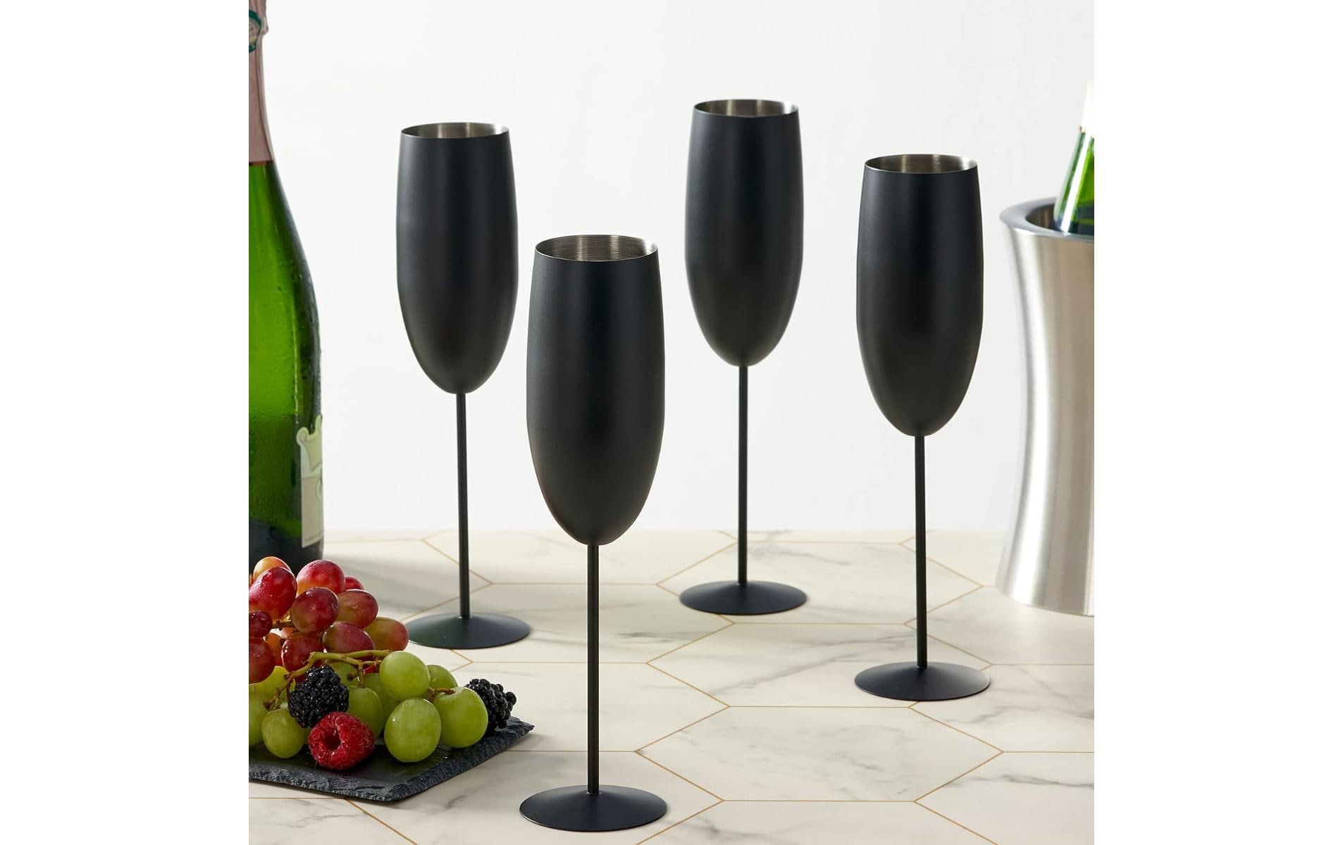 Oak & Steel Sektglas 285 ml, 2 Stück, Schwarz matt