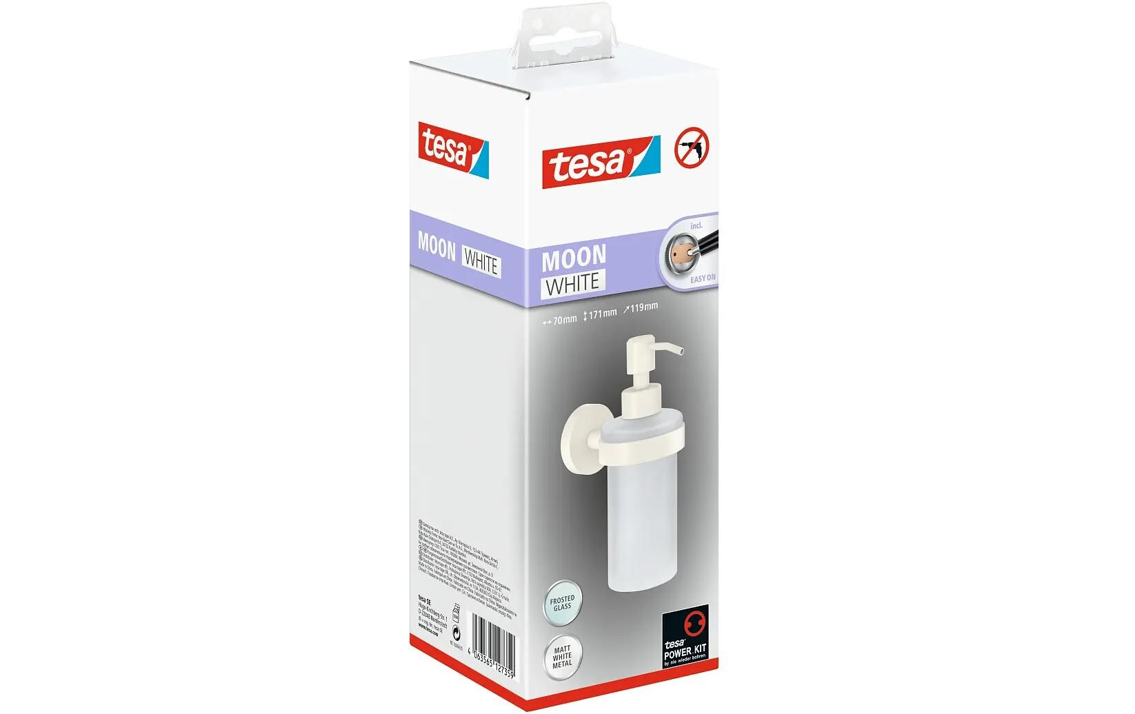 tesa Wandseifenspender Moon White 200 ml, Weiss