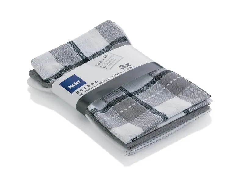 Kela Geschirrtuch-Set Pasado 3 Stück, Grau/Weiss Kela Geschirrtuch-Set Pasado 3 Stück, Grau/Weiss