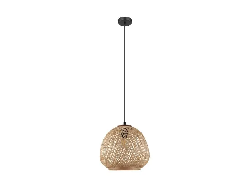 EGLO Leuchten Pendelleuchte DEMBLEBY 1x E27, Schwarz/Natur EGLO Leuchten Pendelleuchte DEMBLEBY 1x E27, Schwarz/Natur