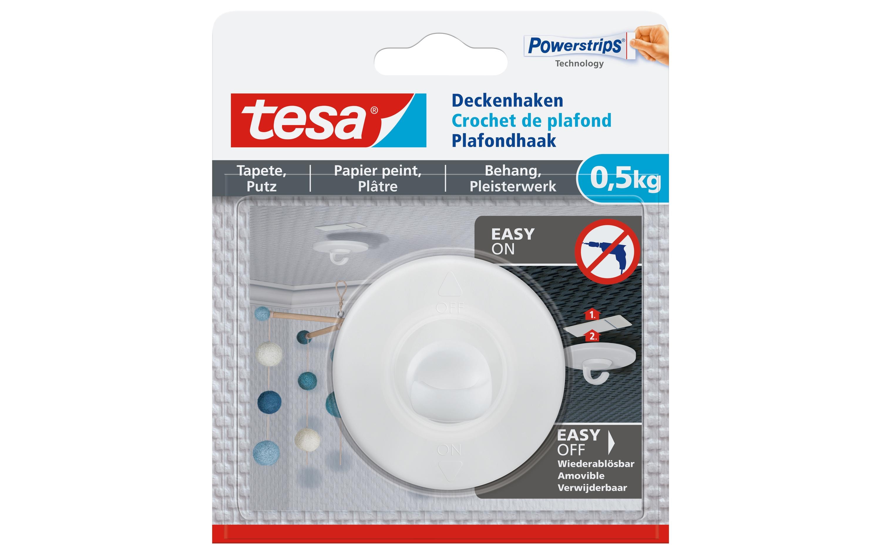 tesa Deckenhaken für Tapete & Putz 0.5 kg
