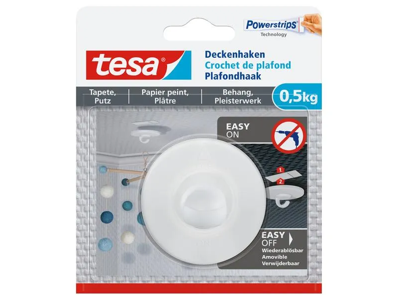 tesa Deckenhaken für Tapete & Putz 0.5 kg