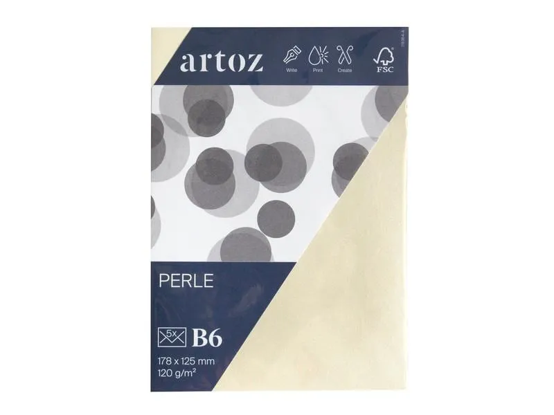 Artoz Couvert Perle B6, 5 Stück, Ivory
