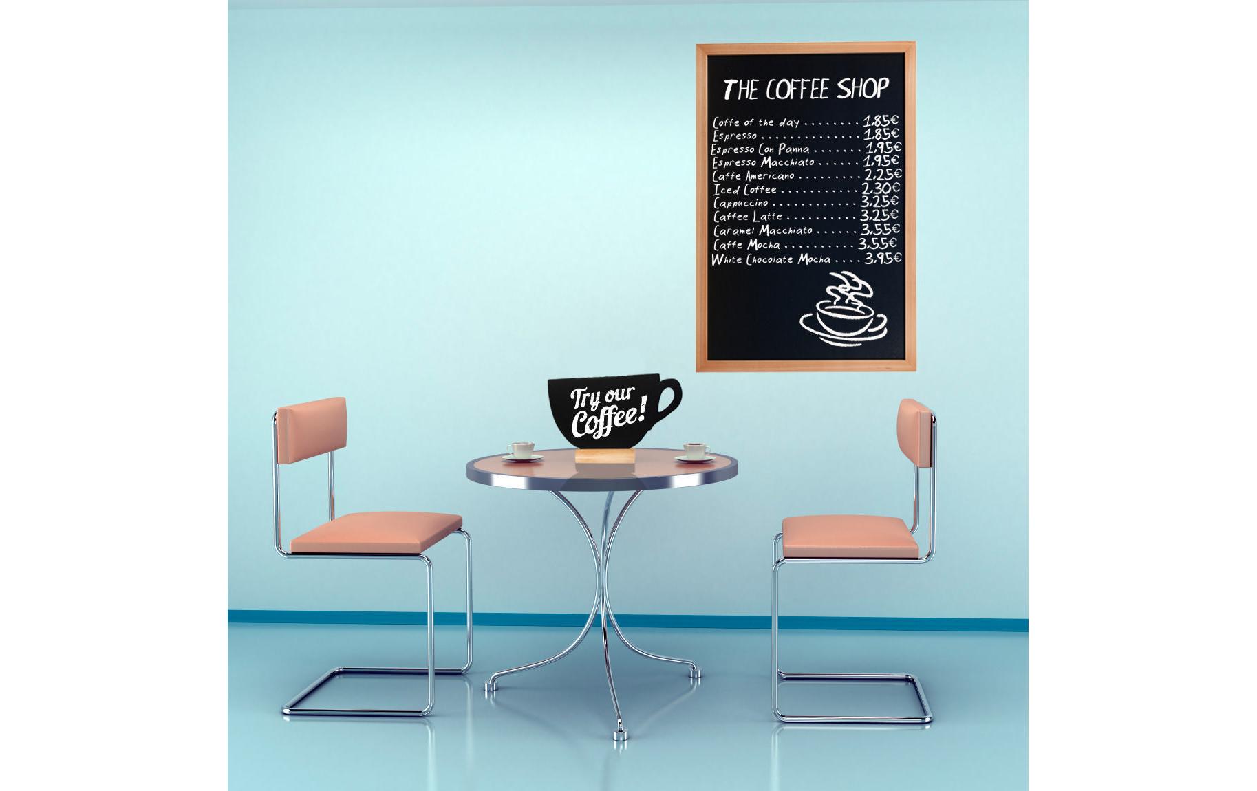 Securit Tischkreidetafel Silhouette Cup Hellbraun/Schwarz