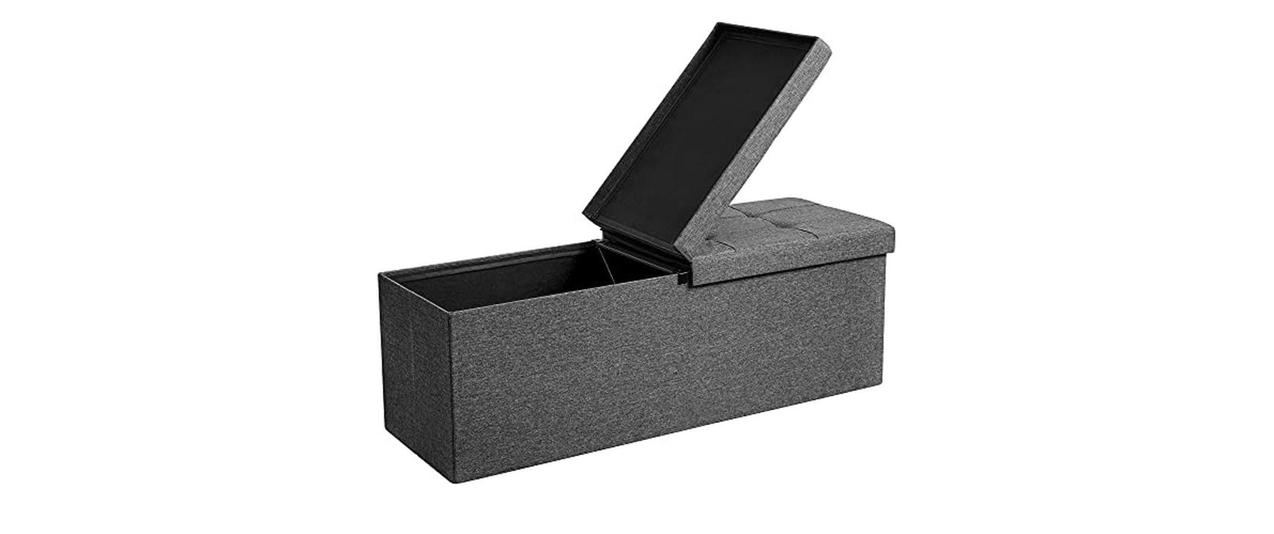 Songmics Sitztruhe mit Klappdeckel 110 x 38 x 38 cm, Dunkelgrau