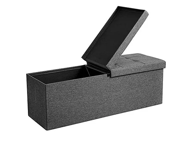 Songmics Sitztruhe mit Klappdeckel 110 x 38 x 38 cm, Dunkelgrau Songmics Sitztruhe mit Klappdeckel 110 x 38 x 38 cm, Dunkelgrau