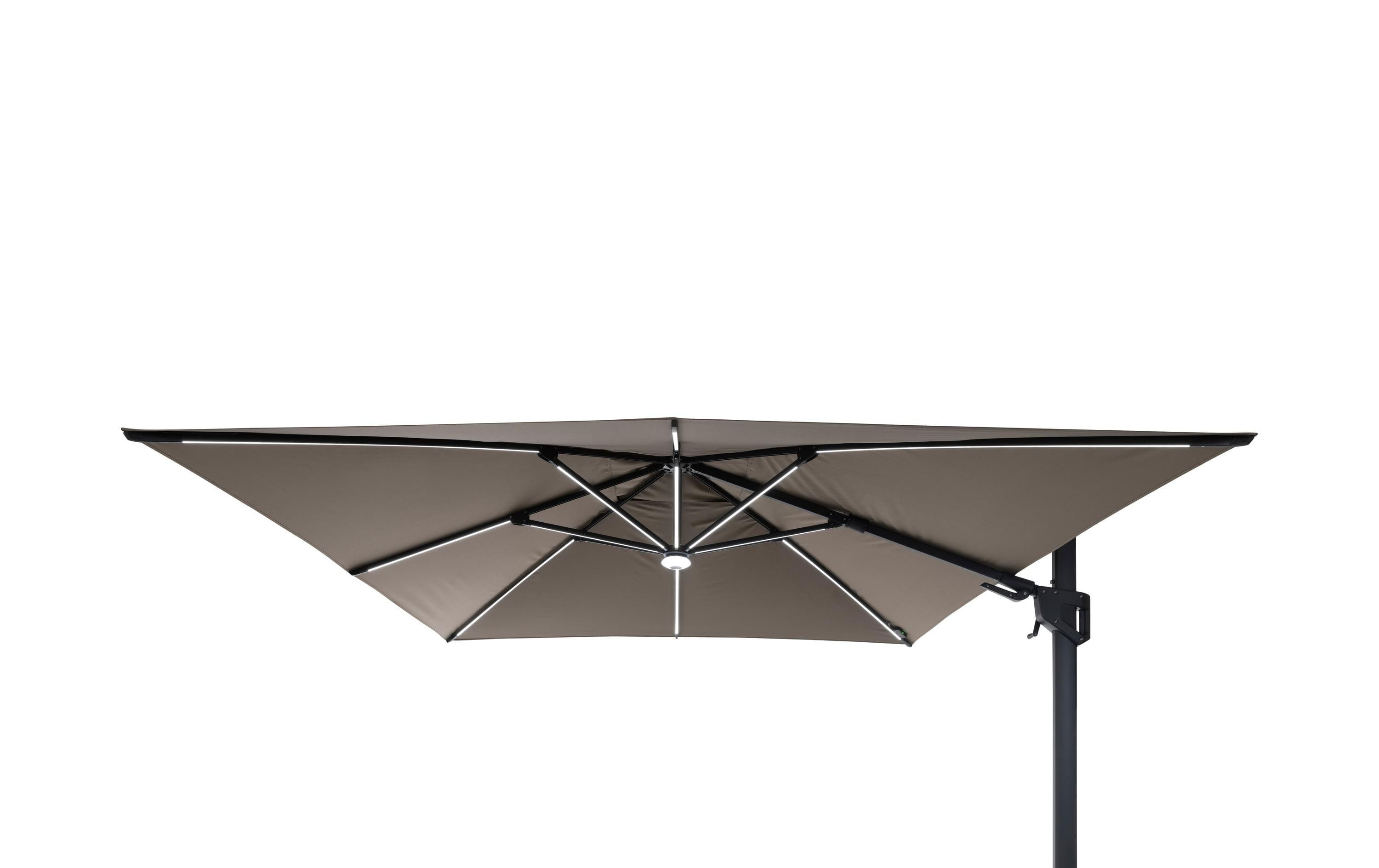 COCON Sonnenschirm mit LED, 300 x 300 cm, hängend, Taupe COCON Sonnenschirm mit LED, 300 x 300 cm, hängend, Taupe