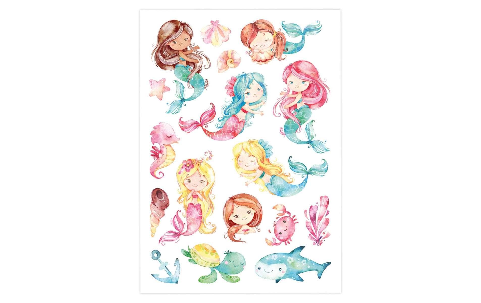 Papierdrachen Tattoo Set Einhorn, Meerjungfrau, Prinzessin Papierdrachen Tattoo Set Einhorn, Meerjungfrau, Prinzessin