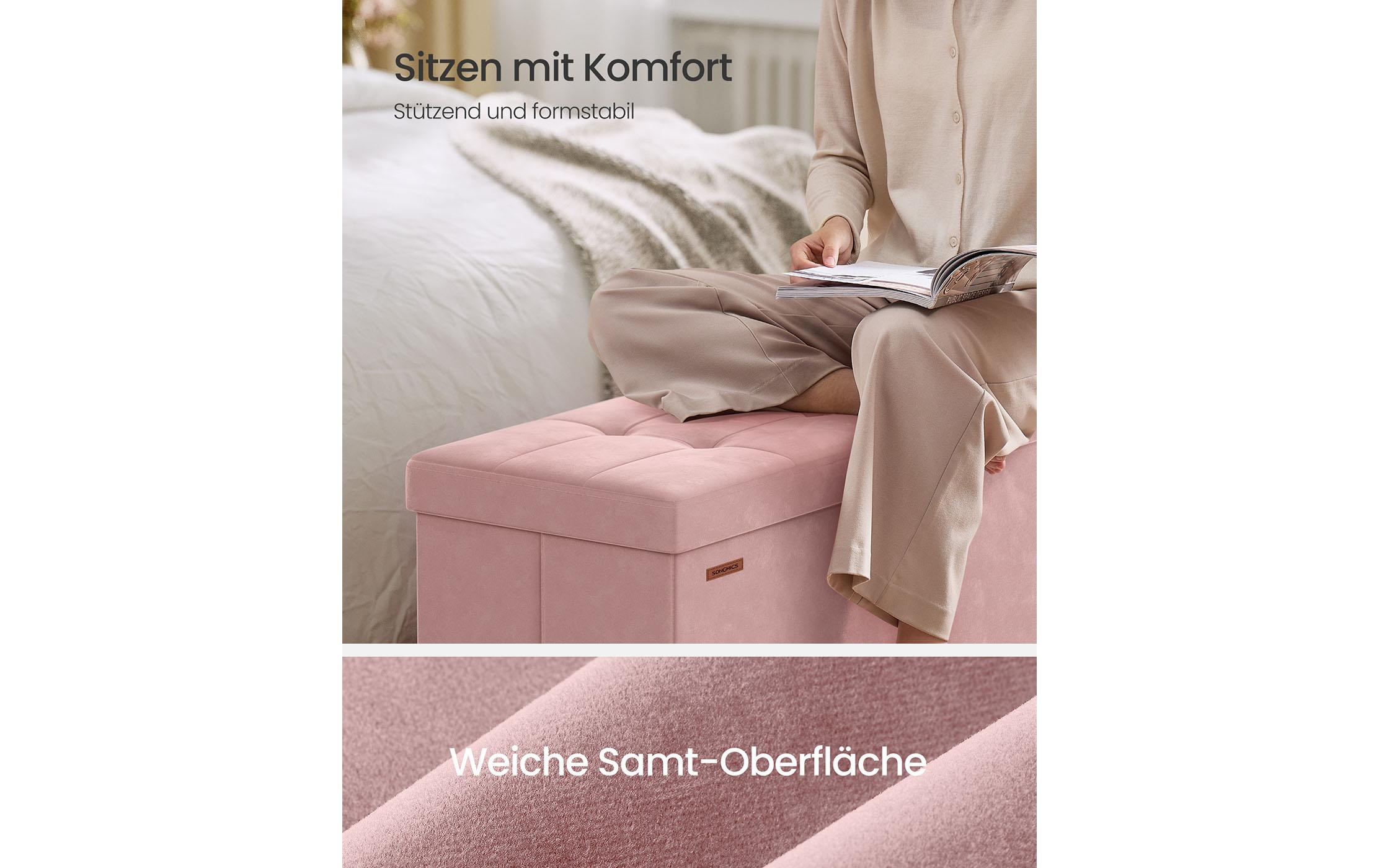 Songmics Sitztruhe Ottomane 110 x 40 cm, Rosa