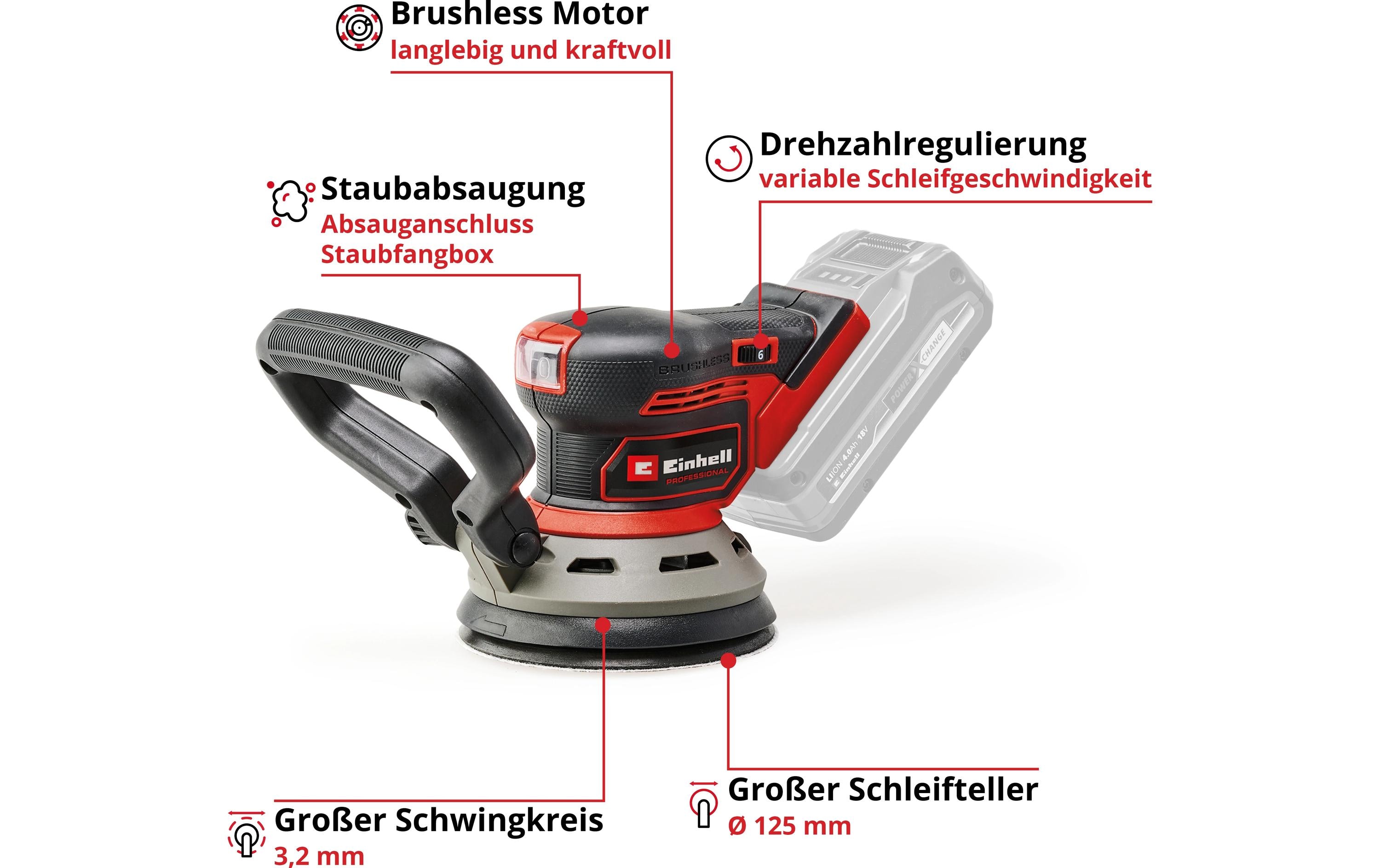 Einhell Akku-Exzenterschleifer TP-RS 18/32 Li BL – Solo