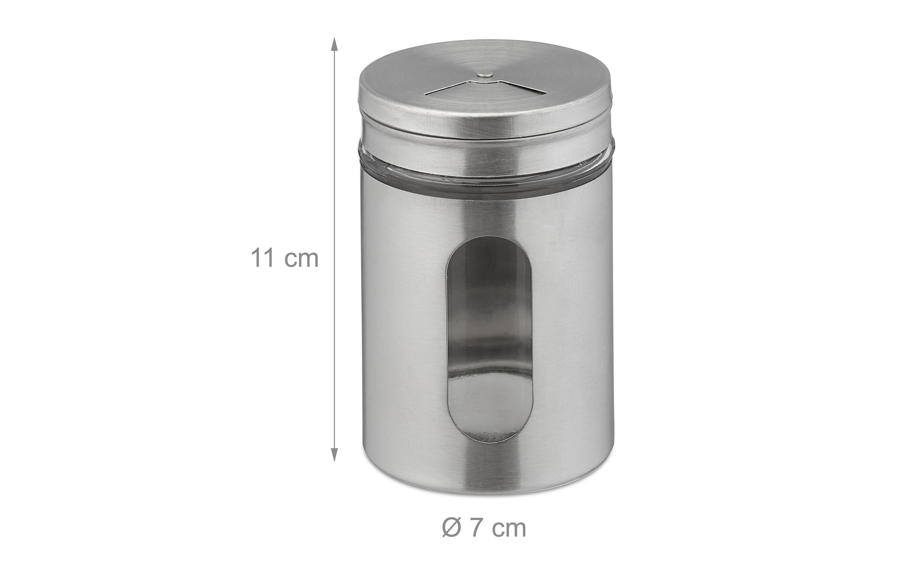 relaxdays Gewürzstreuer XL Silber/Transparent, 6 Stück