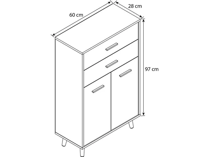 VCM Kommode Lindas 60 x 97 cm, Weiss/Anthrazit