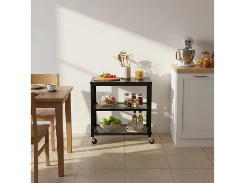 relaxdays Küchenwagen 61 x 60 x 40 cm Schwarz relaxdays Küchenwagen 61 x 60 x 40 cm Schwarz
