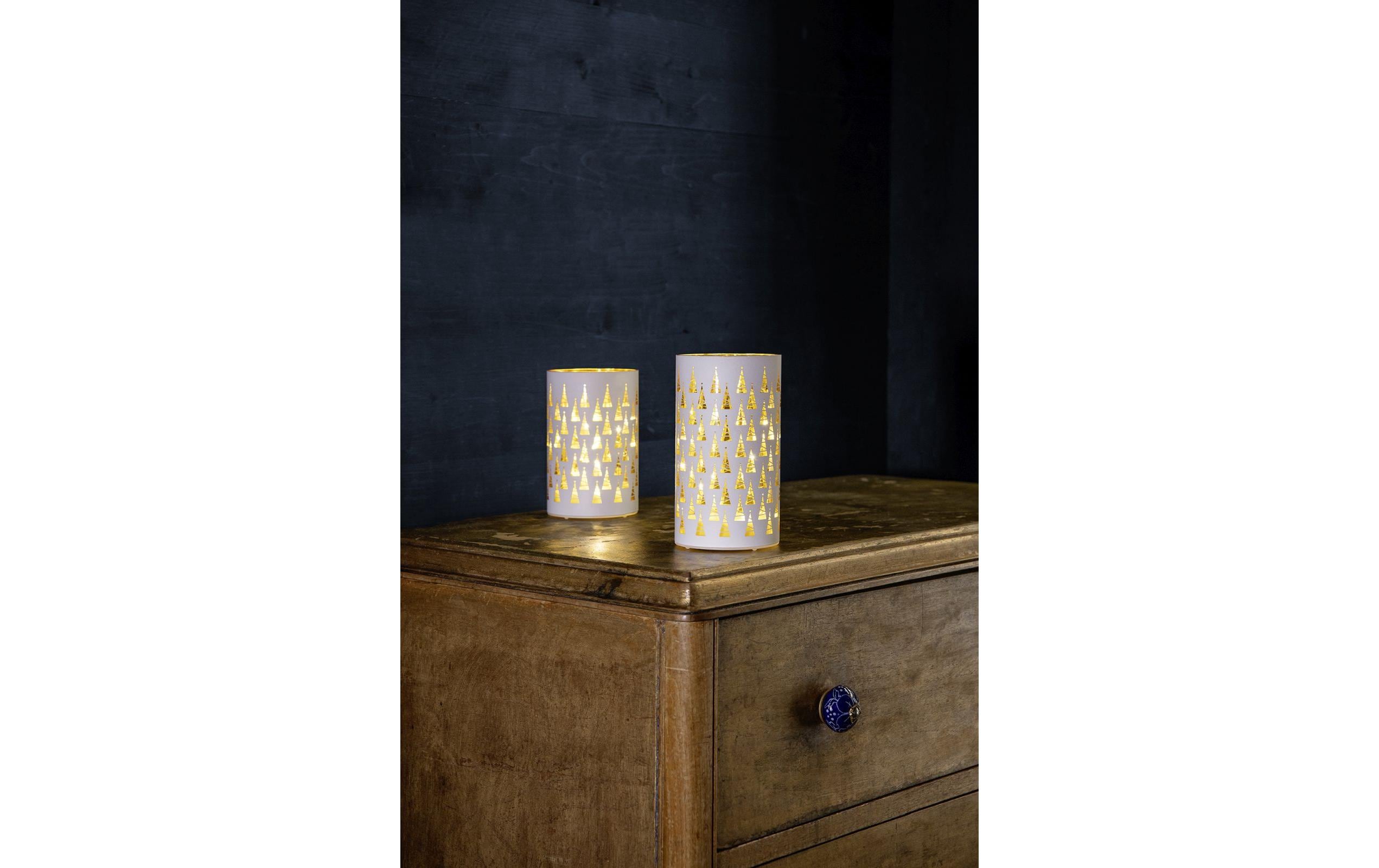 STT Windlicht Glas Tree 16 cm, Weiss