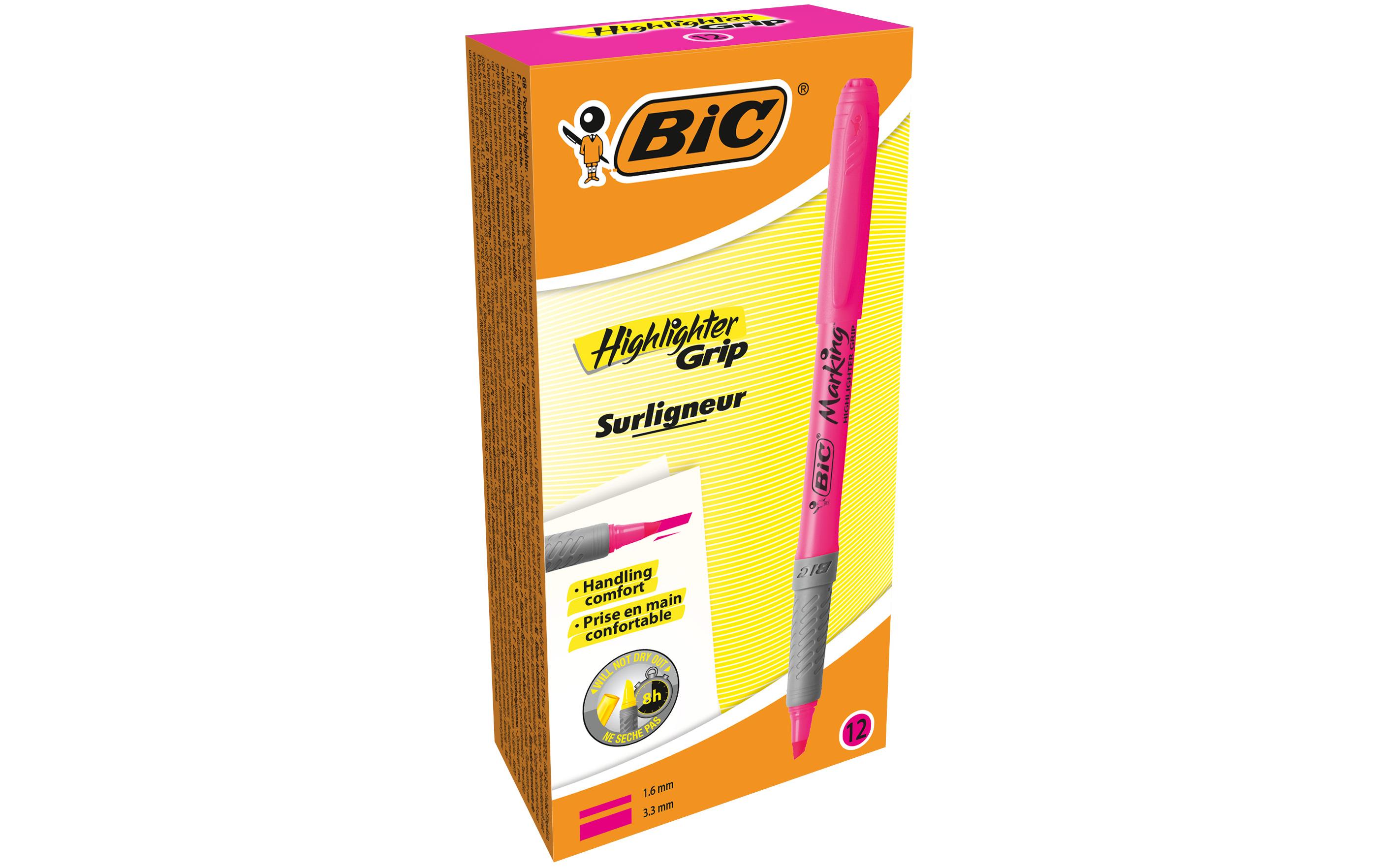 BIC Textmarker Brite Liner Grip 12 Stück, Pink BIC Textmarker Brite Liner Grip 12 Stück, Pink