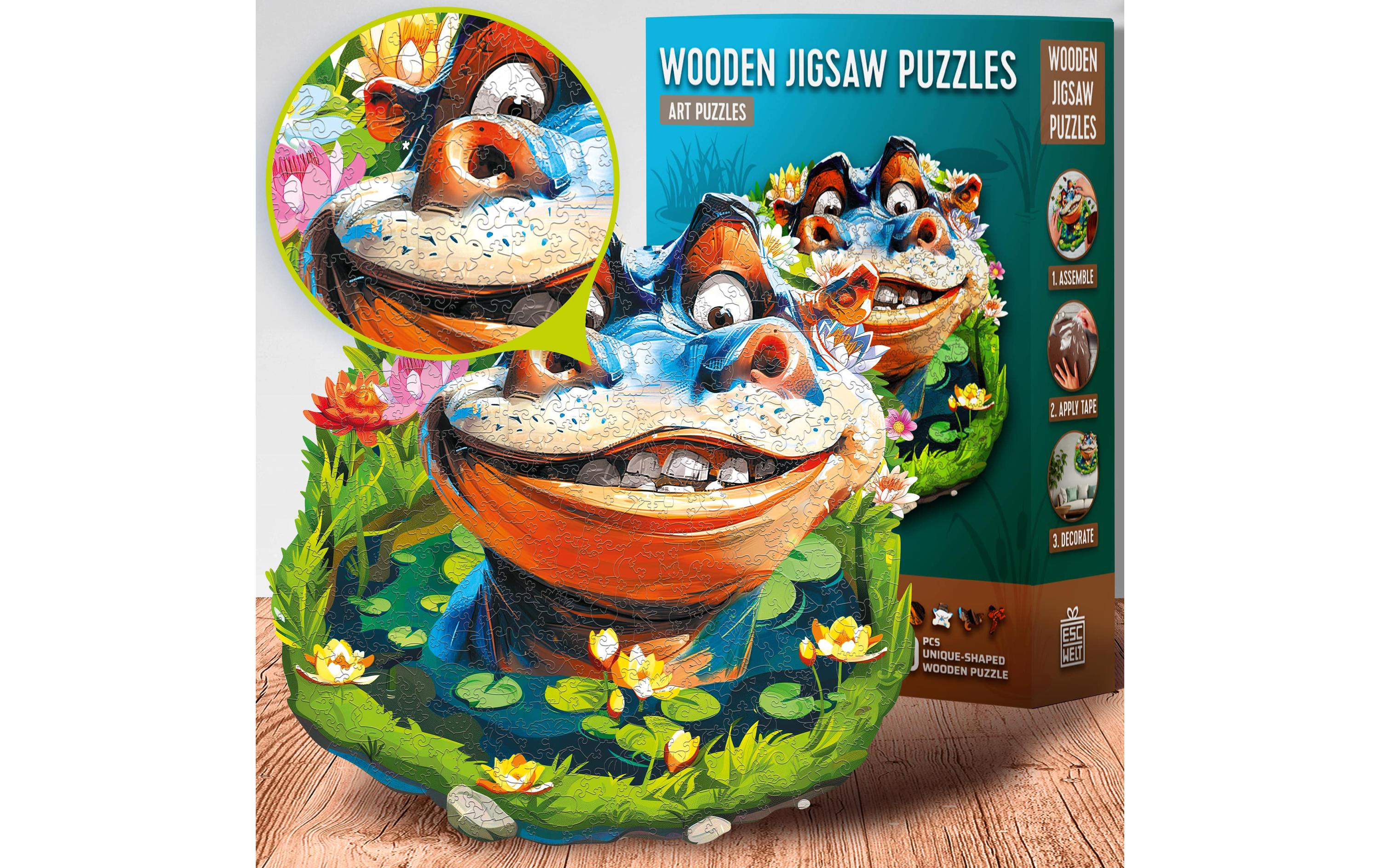 Escape Welt Holz-Puzzle Hippo