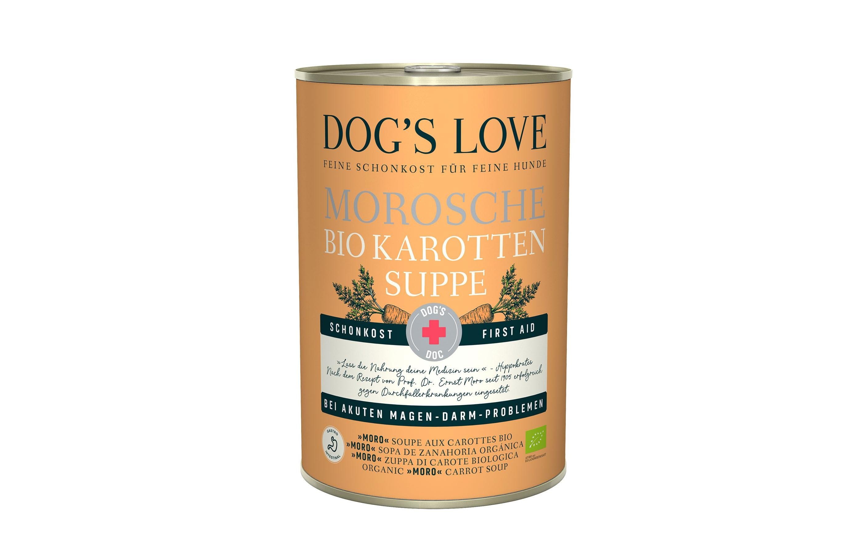 Dog's Love Hunde-Nahrungsergänzung Morosche BIO Karottensuppe, 400 g Dog's Love Hunde-Nahrungsergänzung Morosche BIO Karottensuppe, 400 g