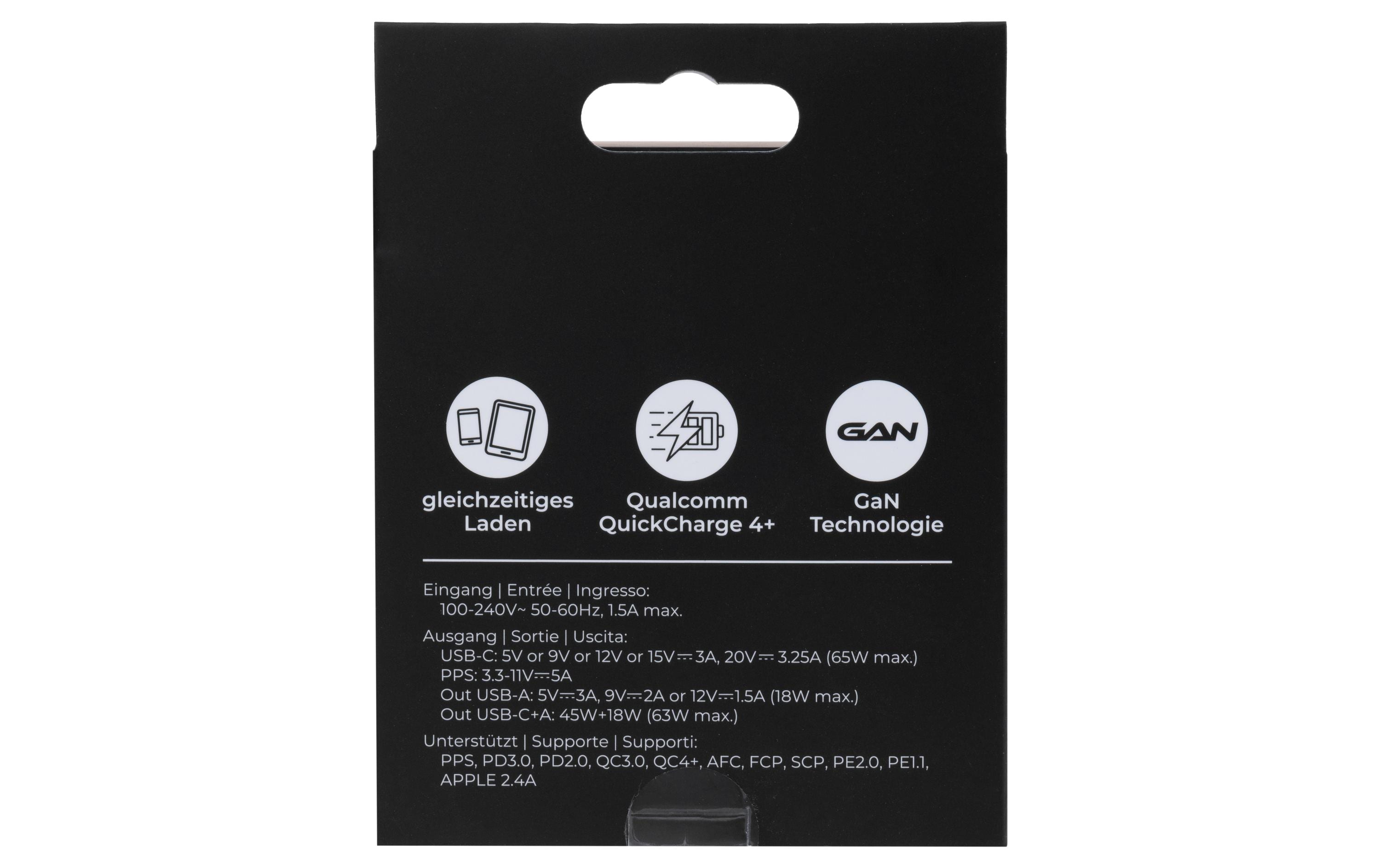 onit USB-Wandladegerät Dual QC4+ 65 W GaN Schwarz