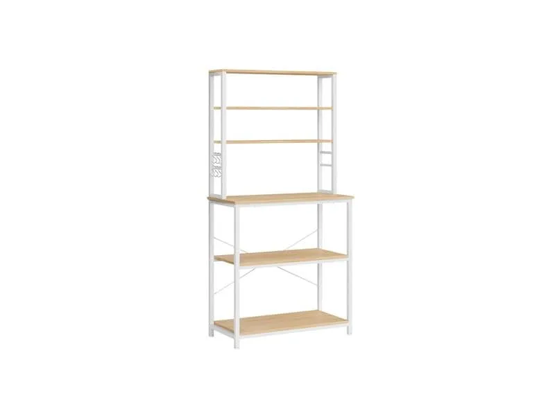 VASAGLE Küchenregal 6 Haken 80 cm x 167 cm, Braun/Weiss