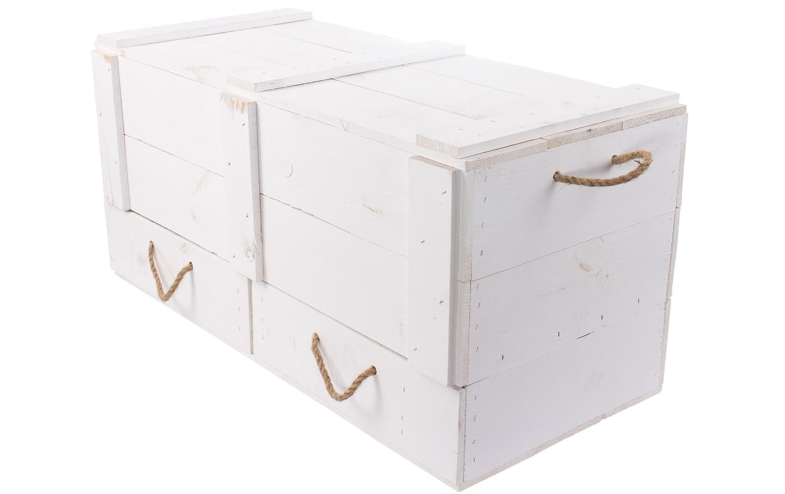 Holz Zollhaus Truhe Vintage Weiss, 85 x 40 cm