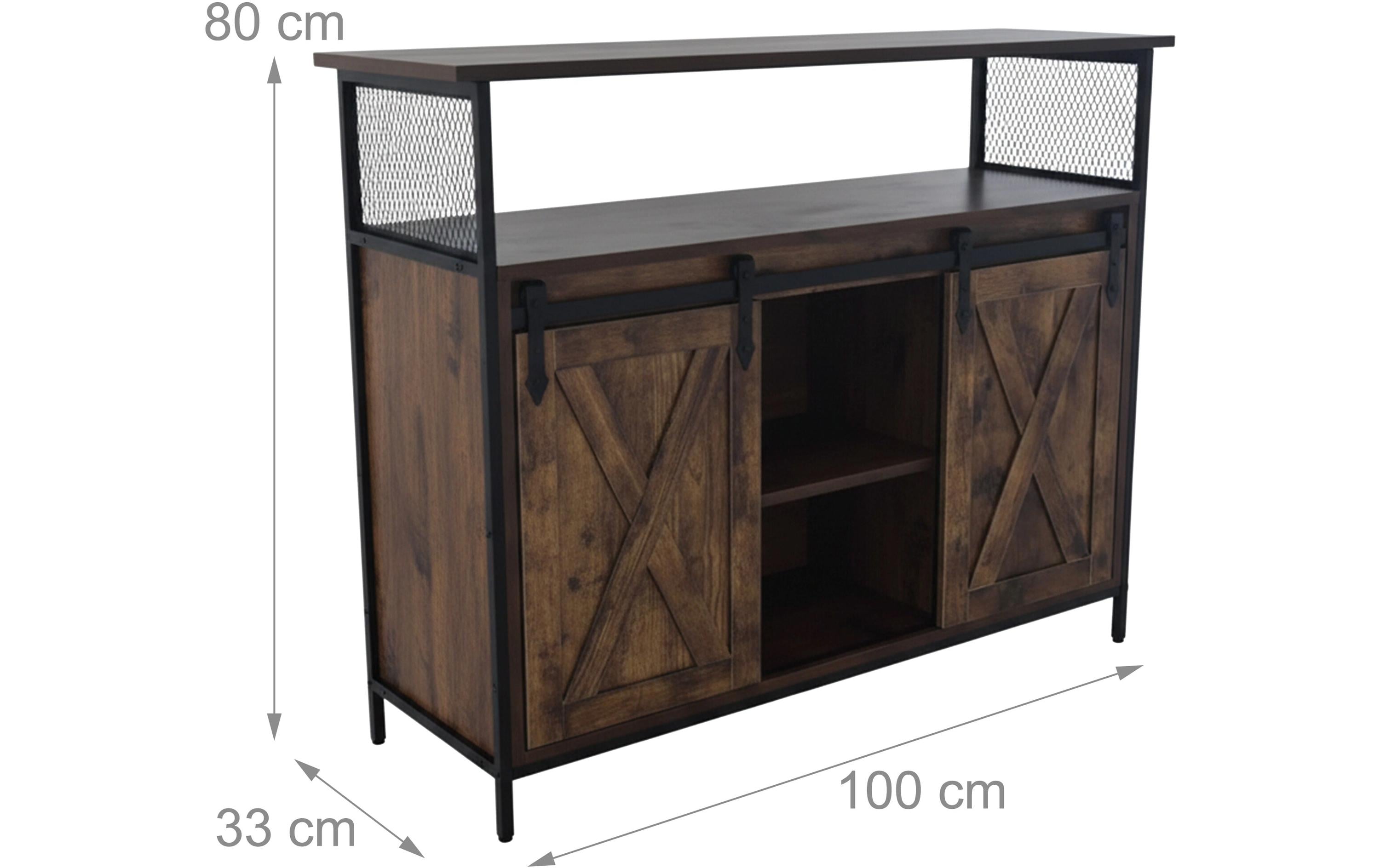 relaxdays Sideboard 80 x 100 x 33 cm Braun/Schwarz