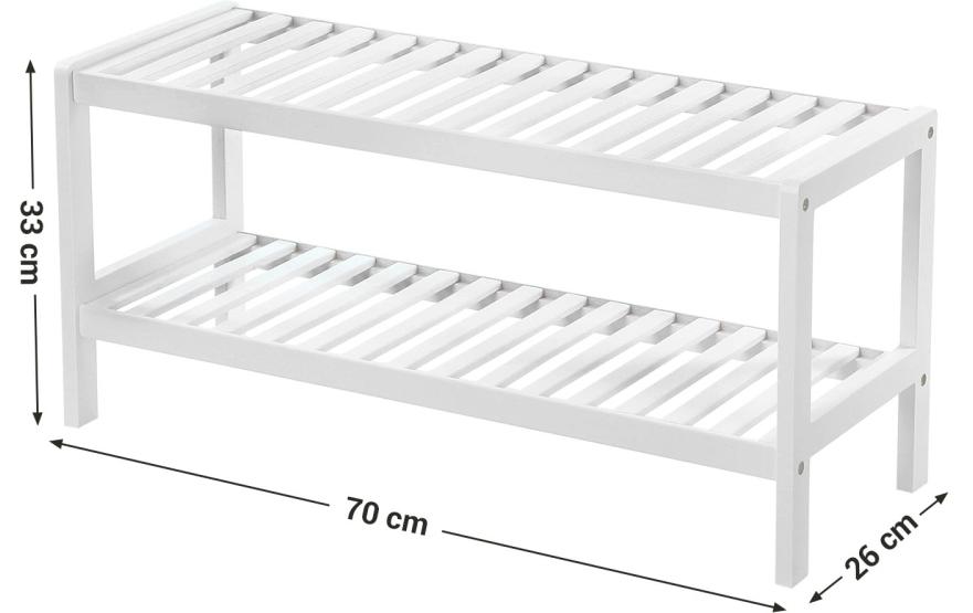 Songmics Schuhregal mit 2 Ablagen aus Bambus, Weiss